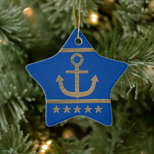 Golden Anchor, symbolen van de liefde. Keramisch Ornament (Boom)