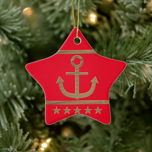 Golden Anchor, symbolen van de liefde. Keramisch Ornament (Boom)