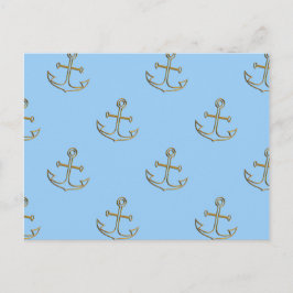 Golden Anchors, blauw Zee Briefkaart