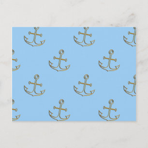 Golden Anchors, blauw Zee Briefkaart