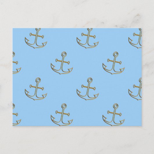 Golden Anchors, blauw Zee Briefkaart (Voorkant)