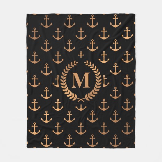 Golden Anchors Fleece Deken (Voorkant)