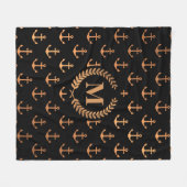 Golden Anchors Fleece Deken (Voorkant (Horizontaal))