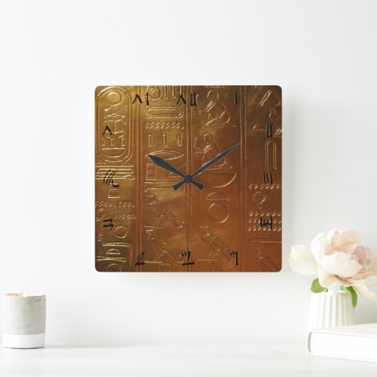 GOLDEN ANCIENT EGYPTIAN HIEROGLYPHS VIERKANTE KLOK (Huis)