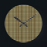 Golden and Black Elegant Stripes Large Clock Ronde Klok<br><div class="desc">Golden and Black Elegant Stripes,  Wall Clock by Gerson Ramos.</div>