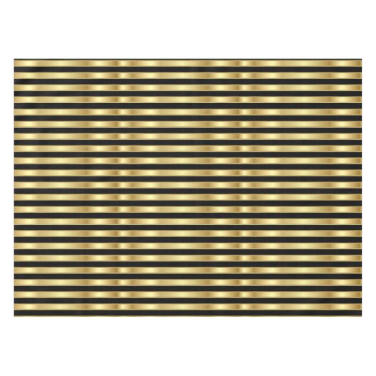 Golden and Black Elegant Stripes Tablecloth Tafelkleed (Voorkant (Horizontaal))