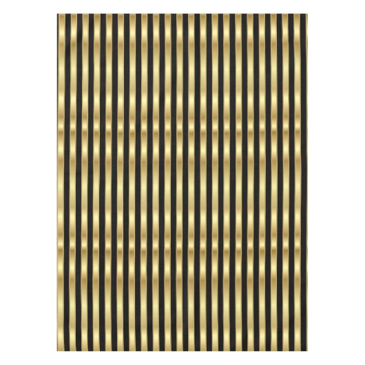 Golden and Black Elegant Stripes Tablecloth Tafelkleed (Voorkant)