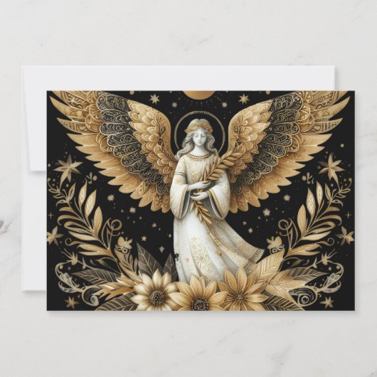 Golden Angel Flat Holiday Card Feestdagenkaart (Voorkant)