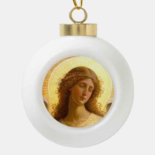 Golden Angel Gentle Messenger of Love Keramische Bal Ornament (Voorkant)