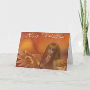 Golden Angel Happy Thanksgiving Fantasy-Kaart Feestdagen Kaart