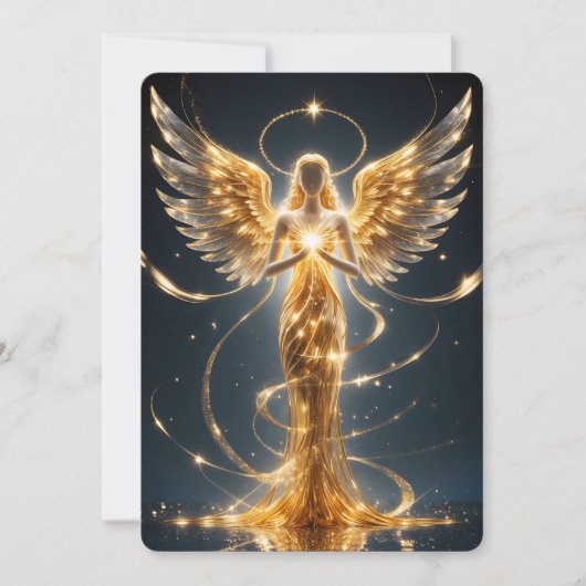 Golden Angel Holiday Greeting Card Feestdagenkaart (Voorkant)
