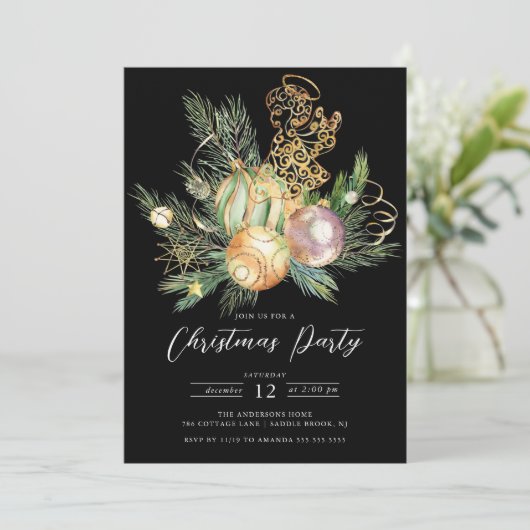 Golden Angel Kerstfeest Kaart (Staand voorkant)