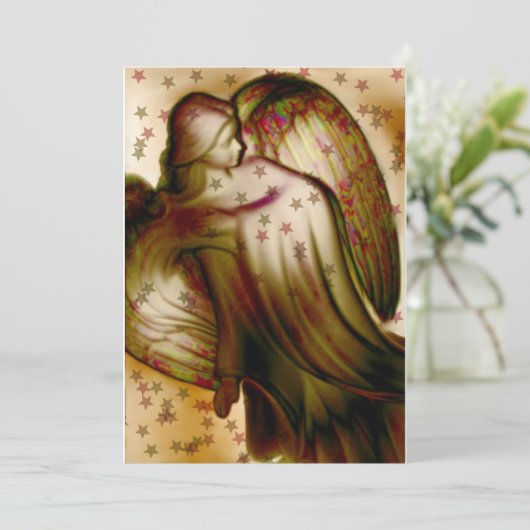 Golden Angel met sterrenWenskaart Feestdagenkaart (Staand voorkant)