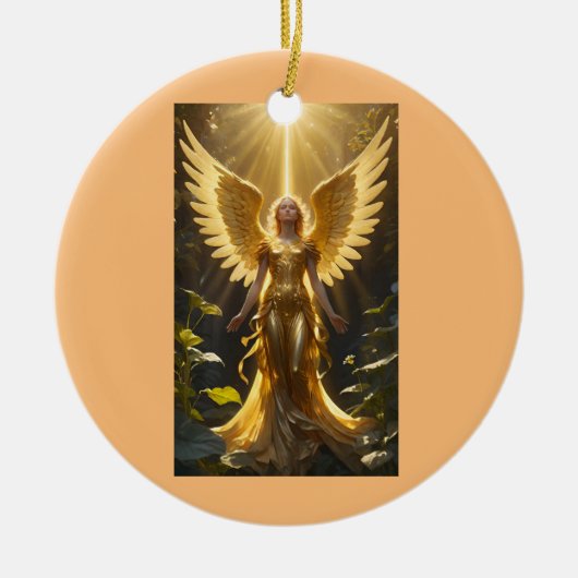 Golden Angel Rond Ornament (Voorkant)