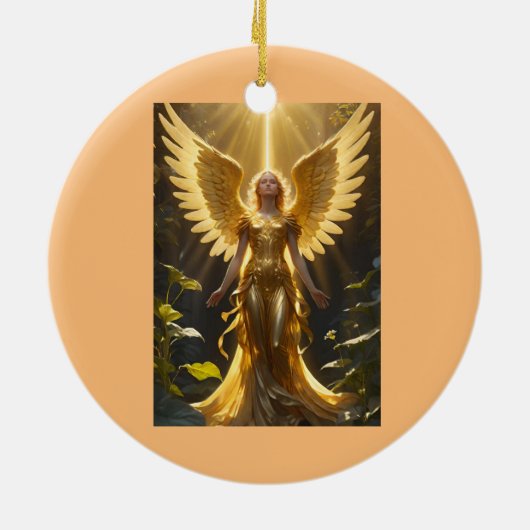 Golden Angel Rond Ornament (Achterkant)