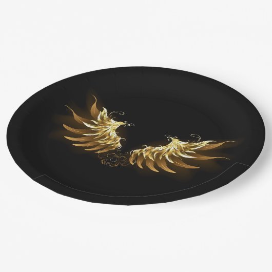 Golden Angel Wings on Black background Papieren Bordje (Gekanteld)