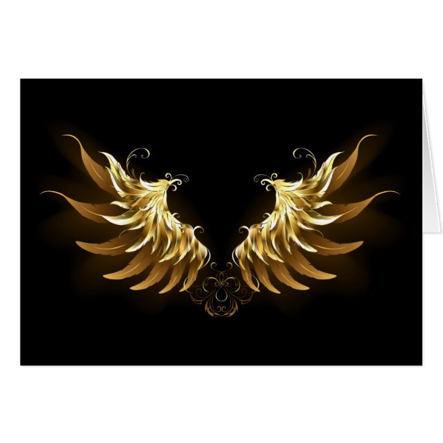 Golden Angel Wings op zwarte achtergrond (Voorkant Horizontaal)