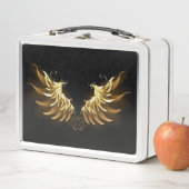 Golden Angel Wings op zwarte achtergrond (In situ)