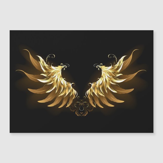 Golden Angel Wings op zwarte achtergrond (Voorkant)
