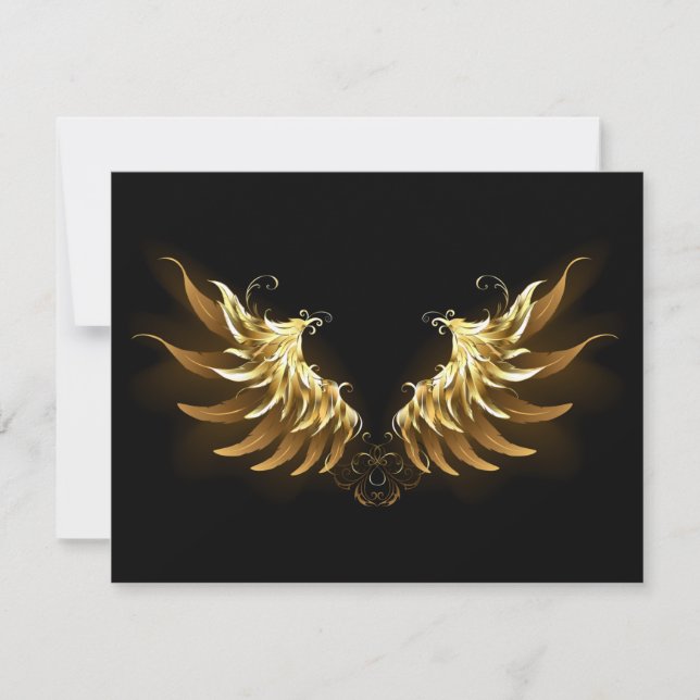 Golden Angel Wings op zwarte achtergrond (Voorkant)