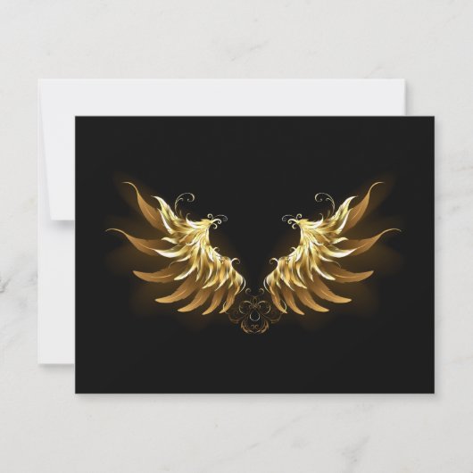 Golden Angel Wings op zwarte achtergrond Aankondiging (Voorkant)