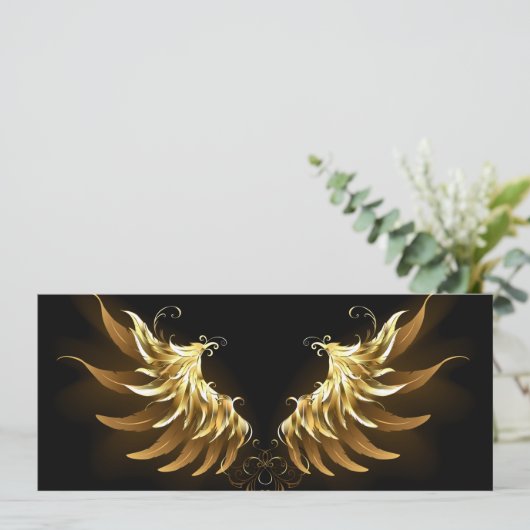 Golden Angel Wings op zwarte achtergrond Aankondiging (Staand voorkant)