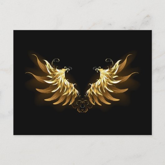 Golden Angel Wings op zwarte achtergrond Advieskaart (Voorkant)