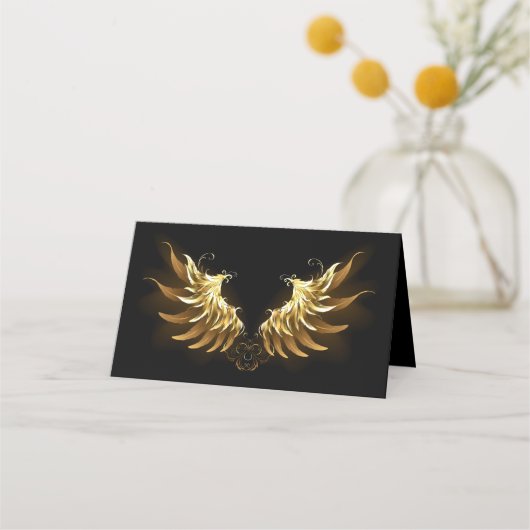 Golden Angel Wings op zwarte achtergrond Afsprakenkaart (Voorkant)