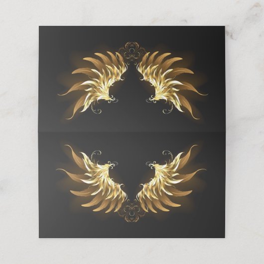 Golden Angel Wings op zwarte achtergrond Afsprakenkaart (Buitenkant ongevouwen)
