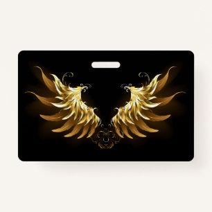 Golden Angel Wings op zwarte achtergrond Badge
