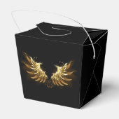 Golden Angel Wings op zwarte achtergrond Bedankdoosjes (Achterkant)