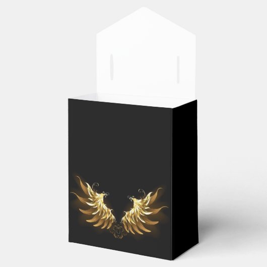 Golden Angel Wings op zwarte achtergrond Bedankdoosjes (Geopend)