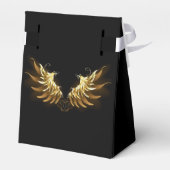 Golden Angel Wings op zwarte achtergrond Bedankdoosjes (Achterkant)