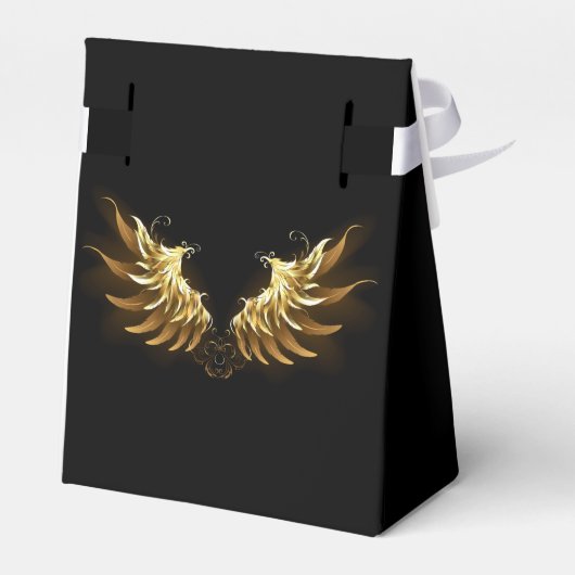 Golden Angel Wings op zwarte achtergrond Bedankdoosjes (Achterkant)