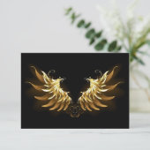 Golden Angel Wings op zwarte achtergrond Bedankkaart (Staand voorkant)