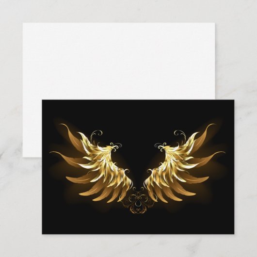 Golden Angel Wings op zwarte achtergrond Bedankkaart (Voorkant / Achterkant)