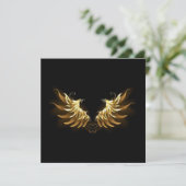 Golden Angel Wings op zwarte achtergrond Bedankkaart (Staand voorkant)