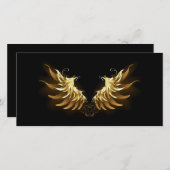 Golden Angel Wings op zwarte achtergrond Bedankkaart (Voorkant / Achterkant)