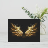 Golden Angel Wings op zwarte achtergrond Bedankkaart (Staand voorkant)
