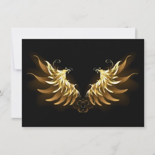 Golden Angel Wings op zwarte achtergrond Bedankkaart (Voorkant)