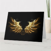 Golden Angel Wings op zwarte achtergrond Bedankkaart (Voorkant)