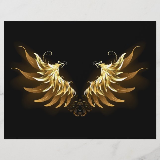 Golden Angel Wings op zwarte achtergrond Briefhoofd (Voorkant)