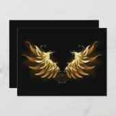 Golden Angel Wings op zwarte achtergrond Briefkaart (Voorkant / Achterkant)
