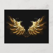 Golden Angel Wings op zwarte achtergrond Briefkaart (Voorkant)
