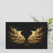 Golden Angel Wings op zwarte achtergrond Briefpapier (Staand voorkant)
