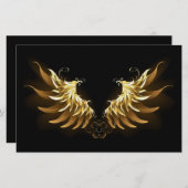 Golden Angel Wings op zwarte achtergrond Briefpapier (Voorkant / Achterkant)