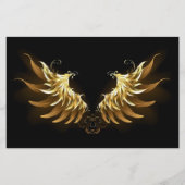 Golden Angel Wings op zwarte achtergrond Briefpapier (Voorkant)