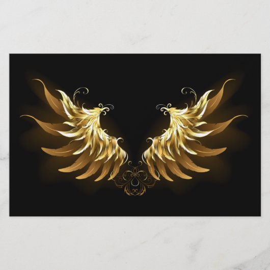 Golden Angel Wings op zwarte achtergrond Briefpapier (Voorkant)