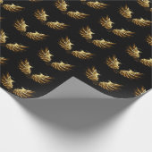 Golden Angel Wings op zwarte achtergrond Cadeaupapier (Hoek)