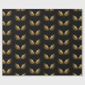 Golden Angel Wings op zwarte achtergrond Cadeaupapier (Vlak)